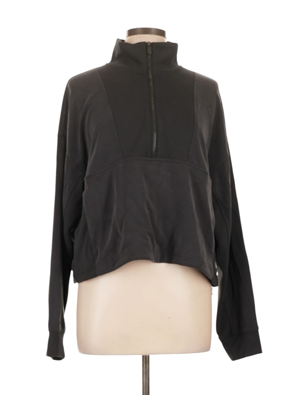 Athleta Seasoft Rib 1/4 Zip Popover Sweatshirt Size Large Brown Casual NWT